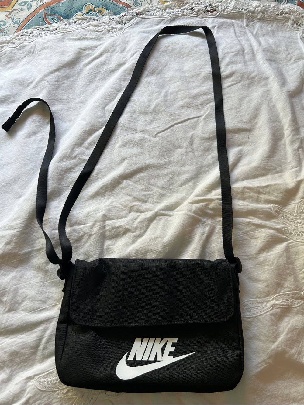 Nike Black Crossbody Shoulder Bag with White Logo